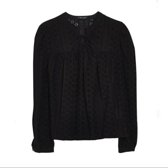 NWT Madewell Eyelet Double Tie Peasant Top - Picture 5 of 6